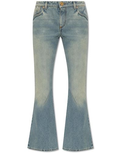Balmain Flared Jeans With Vintage Effect, - Blue