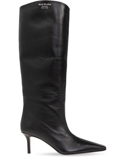 Acne Studios Leather Heeled Boots, - Black