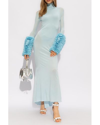 Alaïa Dress With Decorative Sleeves, , Light - Blue