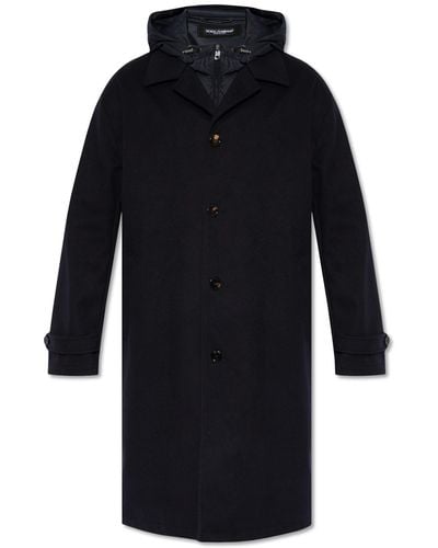 Dolce & Gabbana Coat With Internal Vest, - Blue
