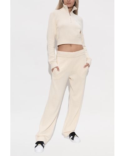 adidas Originals Cropped Sweater With Standing Collar - Natural