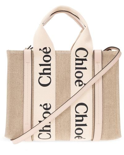 Chloé 'woody Small' Shoulder Bag, - Natural