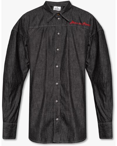Vivienne Westwood Denim Shirt With Logo - Black