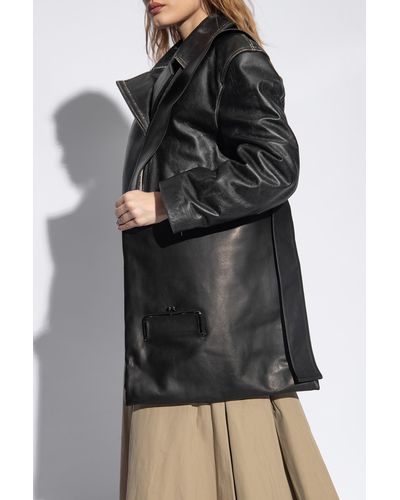 discord Yohji Yamamoto Leather Shoulder Bag, - Black