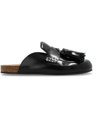JW Anderson Leather Slides - Black
