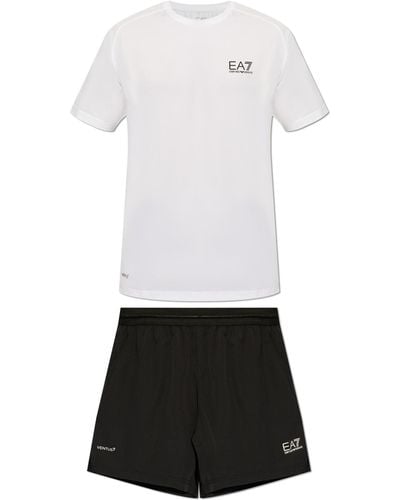 EA7 Set: T-shirt And Shorts, - White