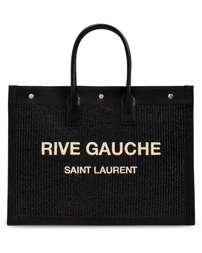 Saint Laurent Rive Gauche Linen Tote Bag - Black