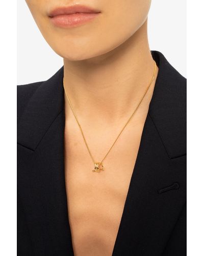 Saint Laurent Ysl Plaque Necklace - Metallic