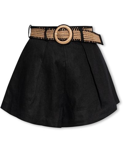 Zimmermann Linen Shorts With A Belt, - Black