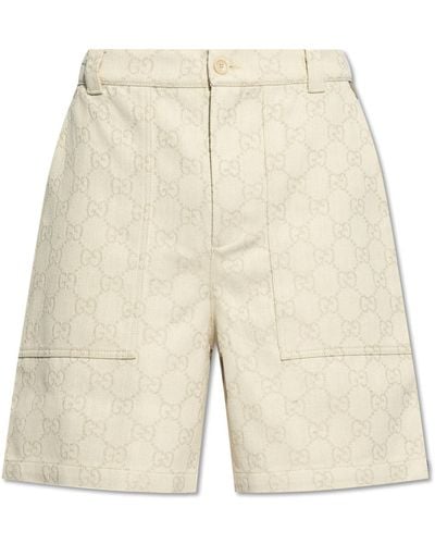 Gucci Monogram Shorts, - Natural