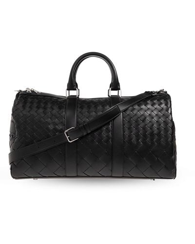 Bottega Veneta Duffel Bag With Intrecciato Weave - Black