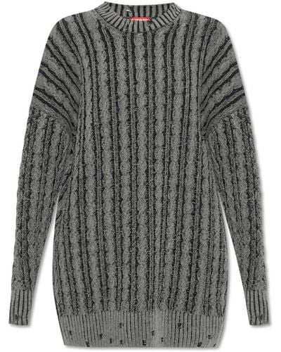 DIESEL M-pantesse Cable-knit Drop-shoulder Jumper - Grey