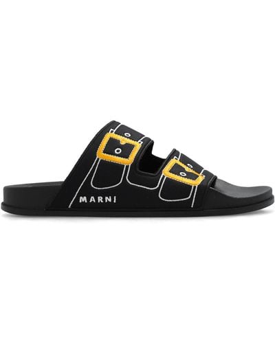 Marni Slides With Logo, - Black