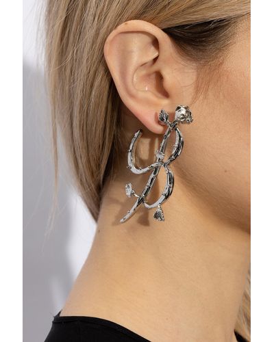Blumarine Asymmetrical Earrings, - Metallic