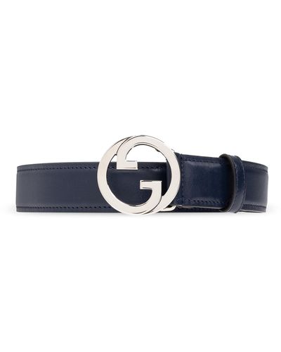 GUCCI: Microguccissima GG Mineral Blue Soft Margaux Leather Belt