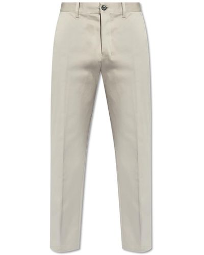 Ami Paris Pleat-front Trousers With Logo, - Grey