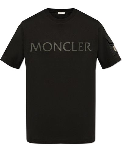 Moncler T-Shirt With A Pocket On The Sleeve - Black