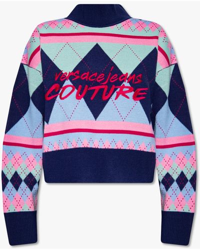 Versace Turtleneck Sweatshirt With Logo - Multicolour