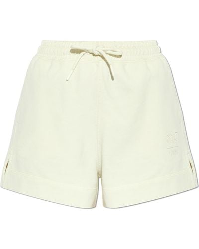 Ganni Shorts With Logo, - White