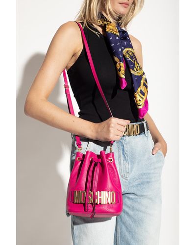 Moschino Leather Bucket Bag - Pink
