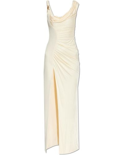Versace Dress With A Front Slit, - White