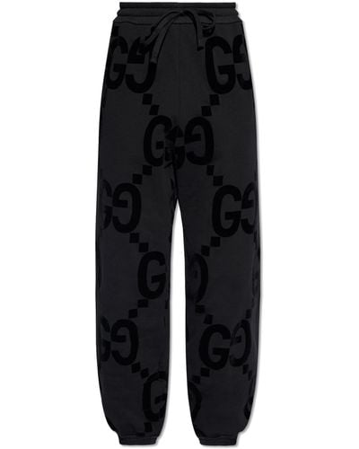 Gucci Monogrammed Joggers, - Black