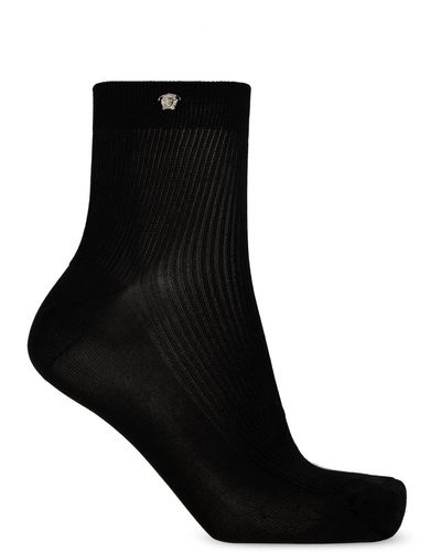 Versace Socks With Appliqué, - Black