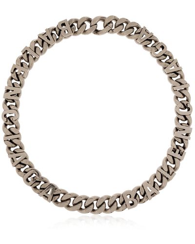 Balenciaga Brass Necklace With Logo - Metallic