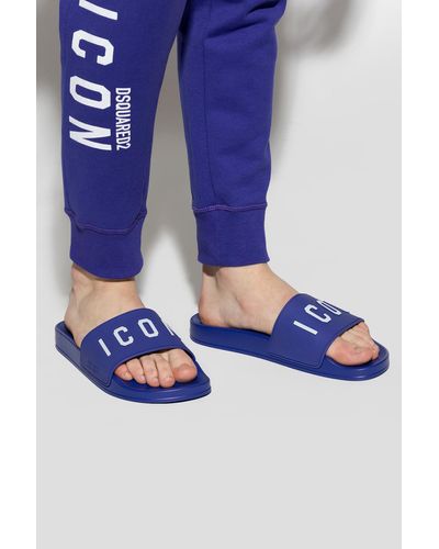 DSquared² Rubber Slides With Logo - Blue
