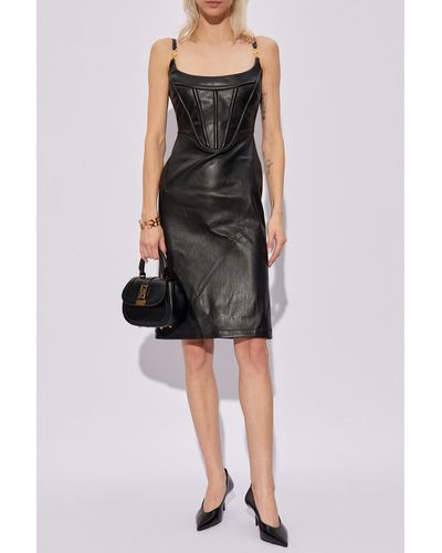 Versace Leather Dress, - Black