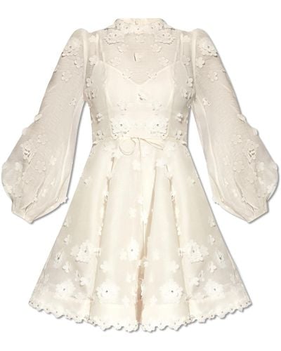 Zimmermann Dress With Motif Of Flowers, - White