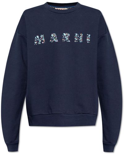 Marni Sweatshirt With Logo, - Blue