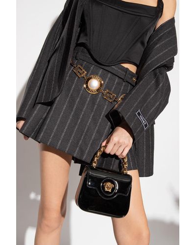 Versace ‘La Medusa Mini’ Patent-Leather Shoulder Bag - Black