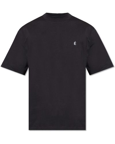 Etudes Studio T-shirt With Logo Embroidery, - Black