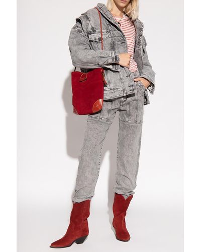 Isabel Marant 'veronica' Denim Jacket With Detachable Sleeves - Gray