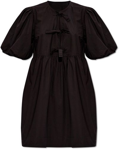 Ganni Dress From Organic Cotton, - Black