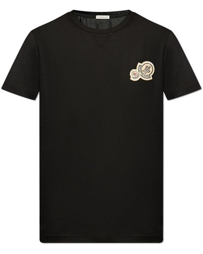 Moncler T-Shirt With Logo Patch - Black