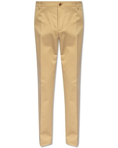 Versace Pleat-front Trousers, - Natural