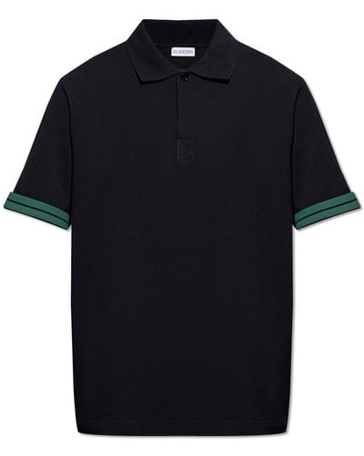Burberry Polo Shirt With Logo, - Black