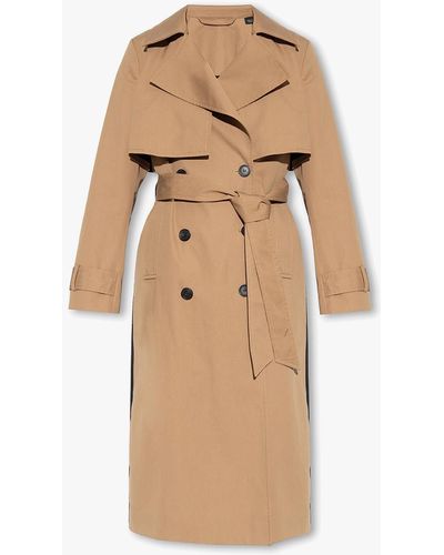 AllSaints 'mixie' Trench Coat With Logo - Natural