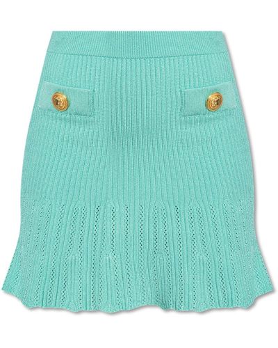 Balmain Knitted Skirt, - Green