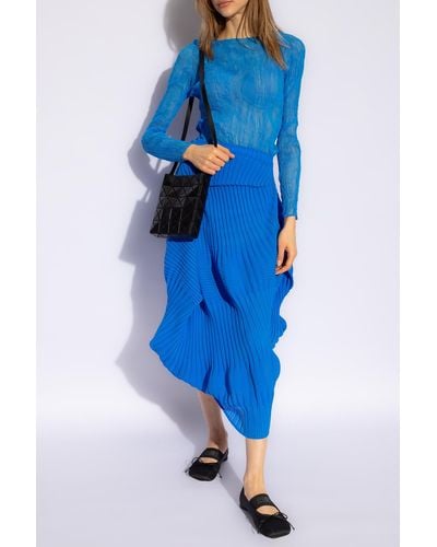 Issey Miyake Pleated Skirt, - Blue