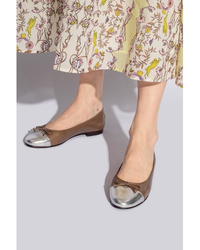 Tory Burch 'cap-toe' Leather Ballet Flats, - White