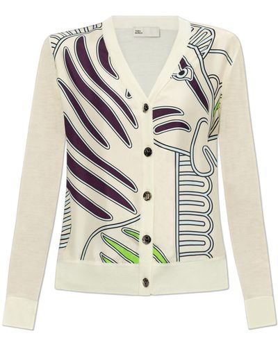 Tory Burch Cardigan From Mixed Materials, - White