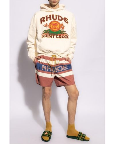 Rhude Shorts With Logo, - Red