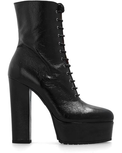Alaïa Glossy Platform Ankle Boots - Black