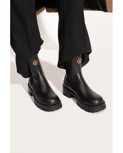 Versace Leather Chelsea Boots - Black