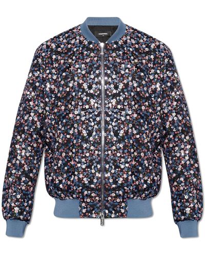 DSquared² Blossoms Floral-embroidery Sequinned Jacket - Blue