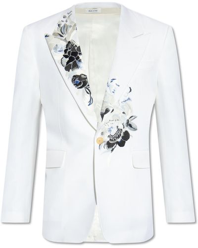 Alexander McQueen Embroidered Blazer, - White