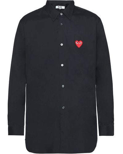 COMME DES GARÇONS PLAY Heart Appliqué Slim Fit Shirt - Black